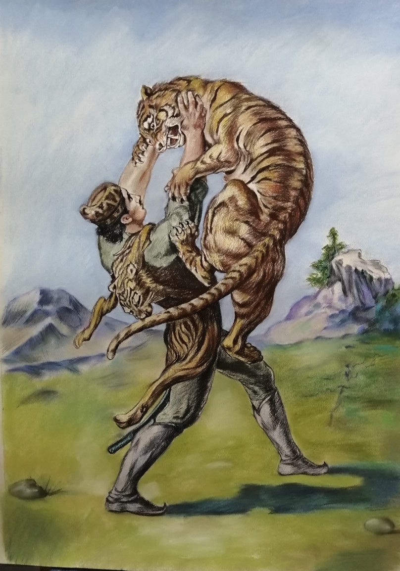 картина рыцарь побеждающий тигра